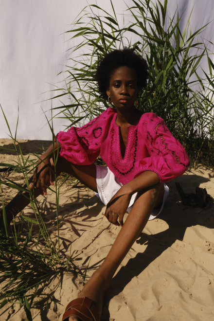 Merezhivo Blouse in Fuchsia