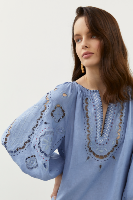 Merezhivo Long Blouse in Pale Blue