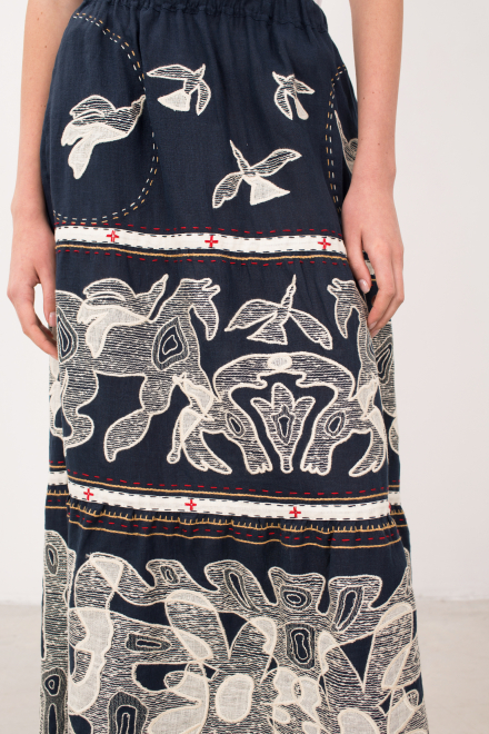 Animal Realm long Skirt in Navy Blue