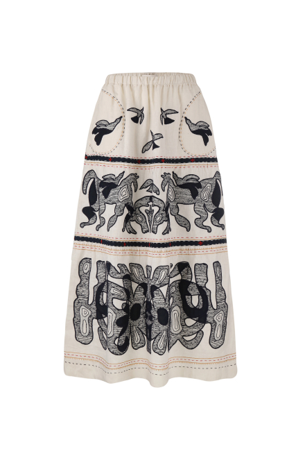 Animal Realm long Skirt in Ivory