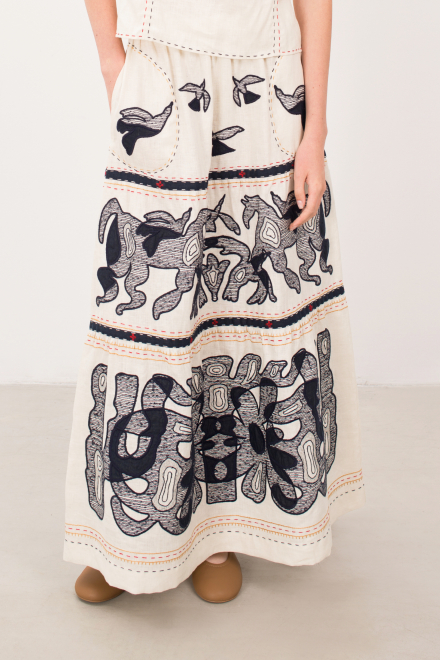 Animal Realm long Skirt in Ivory