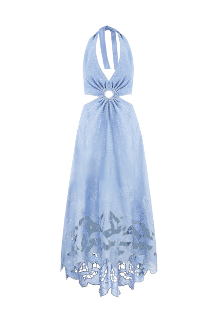 To the light long Sarafan dress in Pale blue