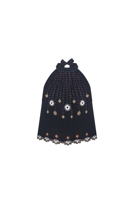 Check mate Top in Navy Blue
