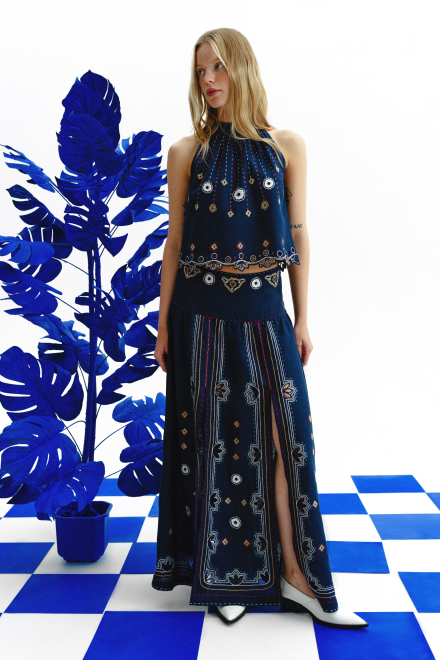 Check mate Top in Navy Blue