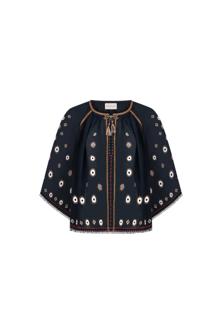 Le Bain Blouse in Navy Blue