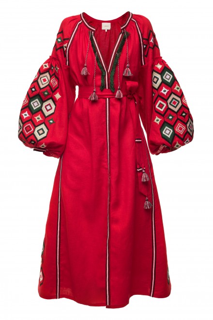 Mosa Midi Dress in Red