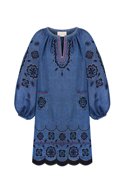 Poplar Short Dress in Jeans Blue