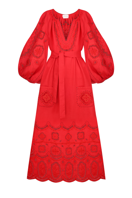 Merezhivo Long Dress in Red