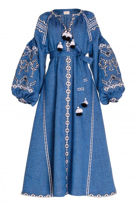 Lace Midi Dress in Blue