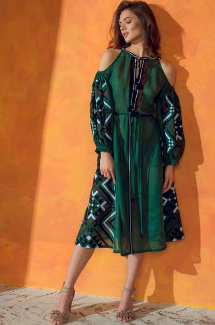 Gia Midi Dress in Green