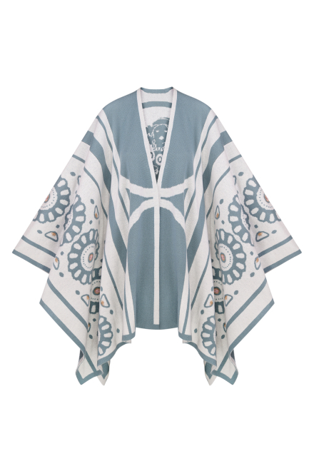 Modern Muse Poncho in Sage - White Ice