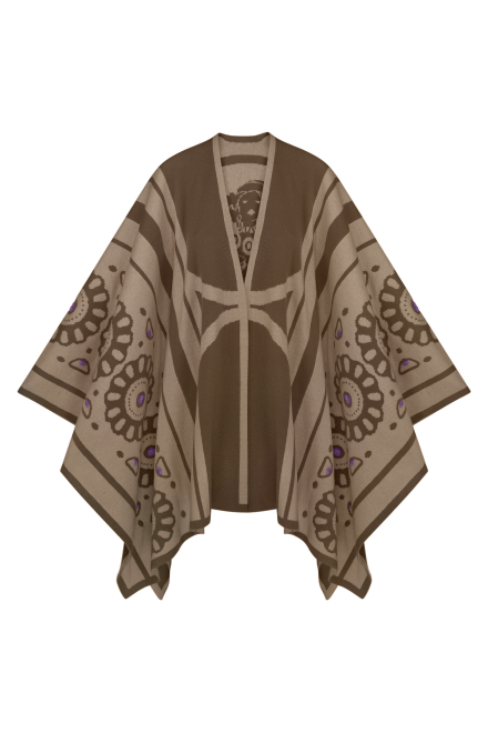 Modern Muse Poncho in Brown - Raffia