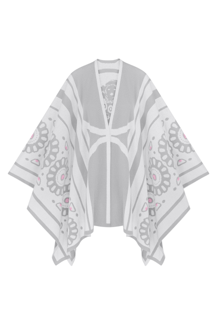 Modern Muse Poncho in Light grey - White ice