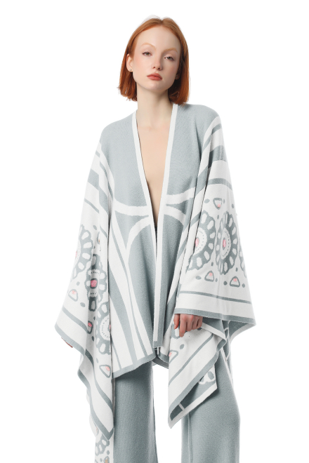 Modern Muse Poncho in Light grey - White ice
