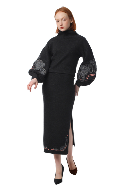 Peonies skirt in Graphite