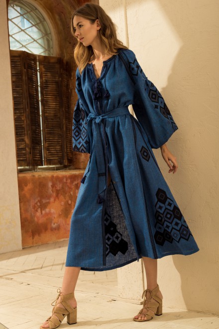 Mosa Midi Dress in Blue