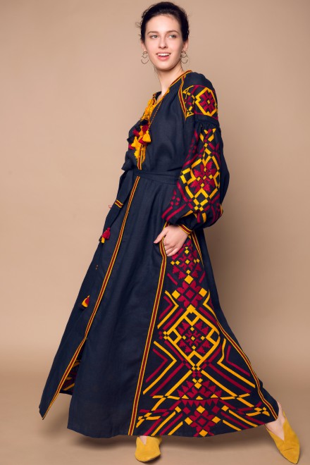 Gia Long Dress in Navy Blue