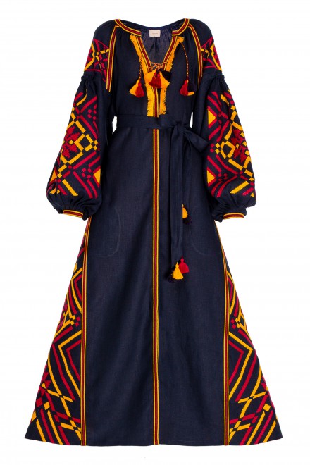 Gia Long Dress in Navy Blue