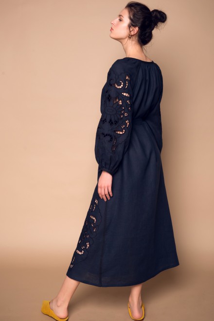 Rosha Midi Dress in Navy
