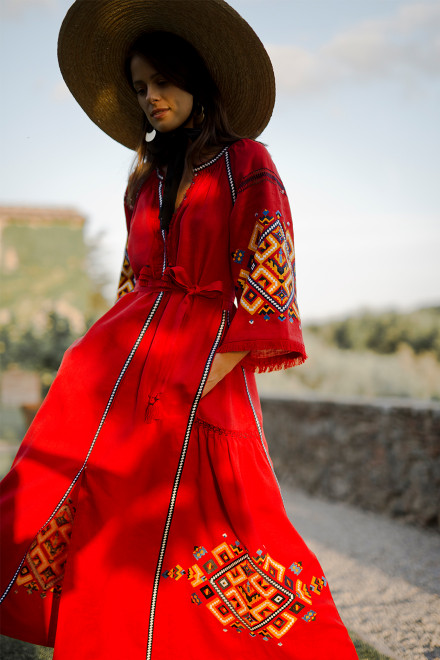 Pangaea Midi Dress In Red