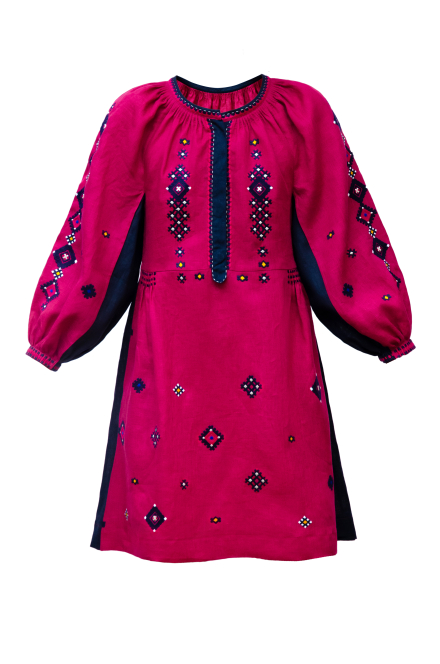 Striy short dress in Magenta