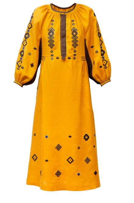 Striy midi dress in Ochre