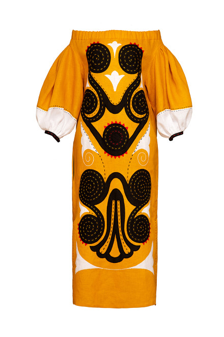 Theia Midi Dress in Ocher