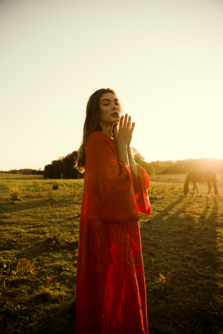 Solar midi dress in Red